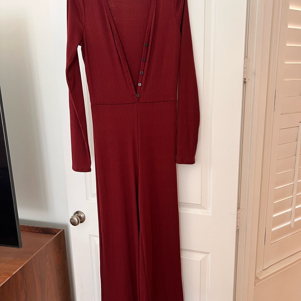 Red Long Sleeve Jumpsuit